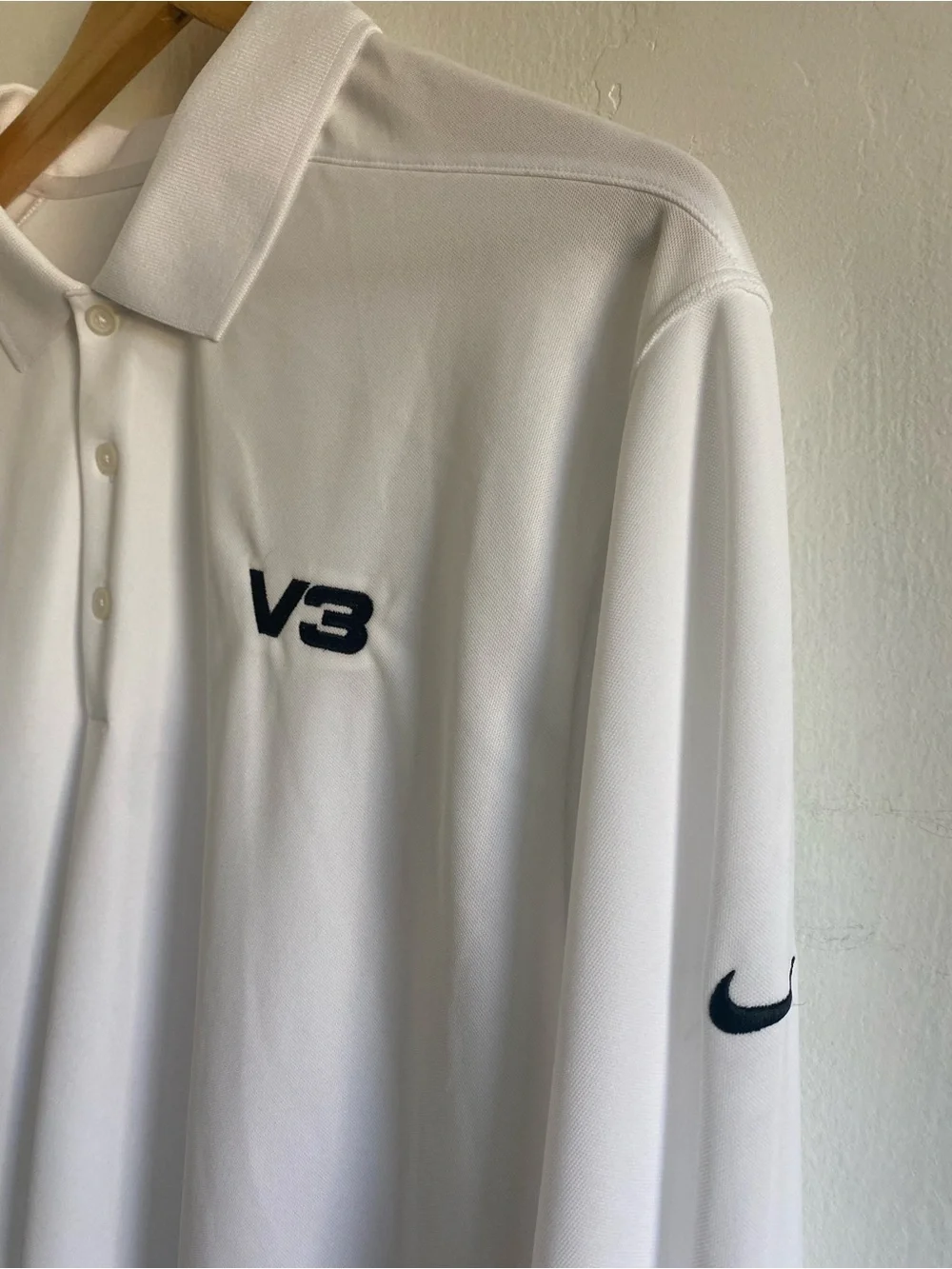 NWT Nike Golf V3 Polo Long Sleeve Shirt Size XL White Athletic